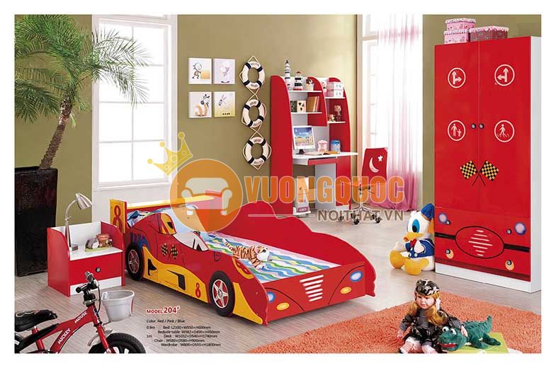 Giường ngủ cho bé trai nhập khẩu đam mê ô tô KBY204